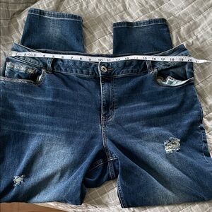 Maurices Medium Blue Boyfriend Jeans with Distressed Accents